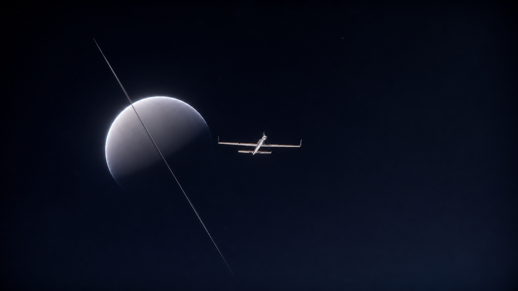 Titan arrival architecture concept near a ringed world
